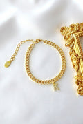 Pulseira Cubana Grossa com Inicial Personalizada Banhada a Ouro 24 Quilates
