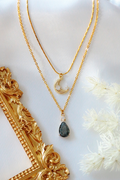 Colar em Camadas com Lua Banhado a Ouro 18 Quilates