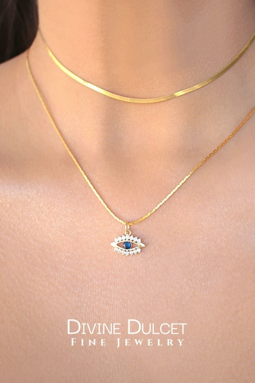 Colar Mini Olho Grego Banhado a ouro 24 Quilates