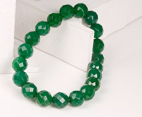 Pulseira Elegante de Ágata Verde Facetada para a Harmonia Natural